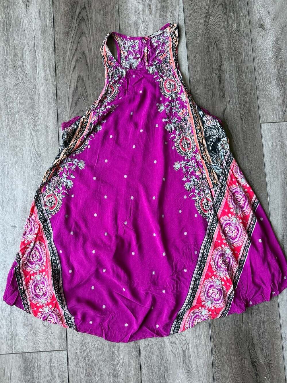 Free People Darjeeling Purple Printed Halter Mini Dress